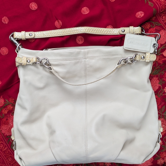 Coach Handbags - Coach Cream Brooke Convertible Leather Shoulder Bag